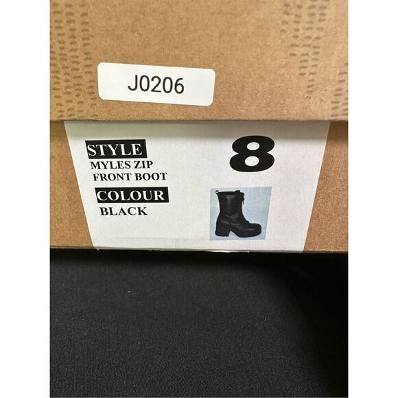 New Free People Myles Black Zip Front Platform Boots 8 - Picture 6 of 7